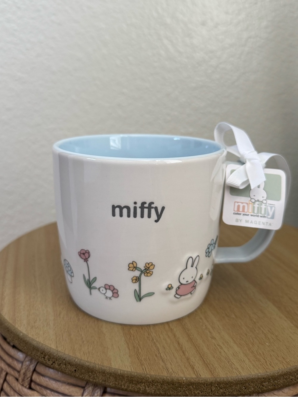 Magenta - Easter Miffy Cup with Pastel Blue Interior and Floral Accents